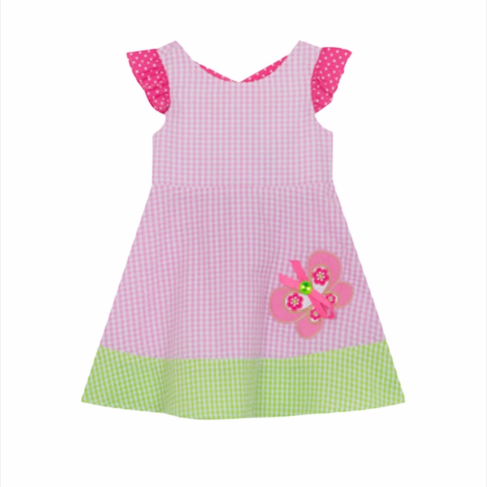 Rare Editions Girls 5 Butterfly Seersucker Dress